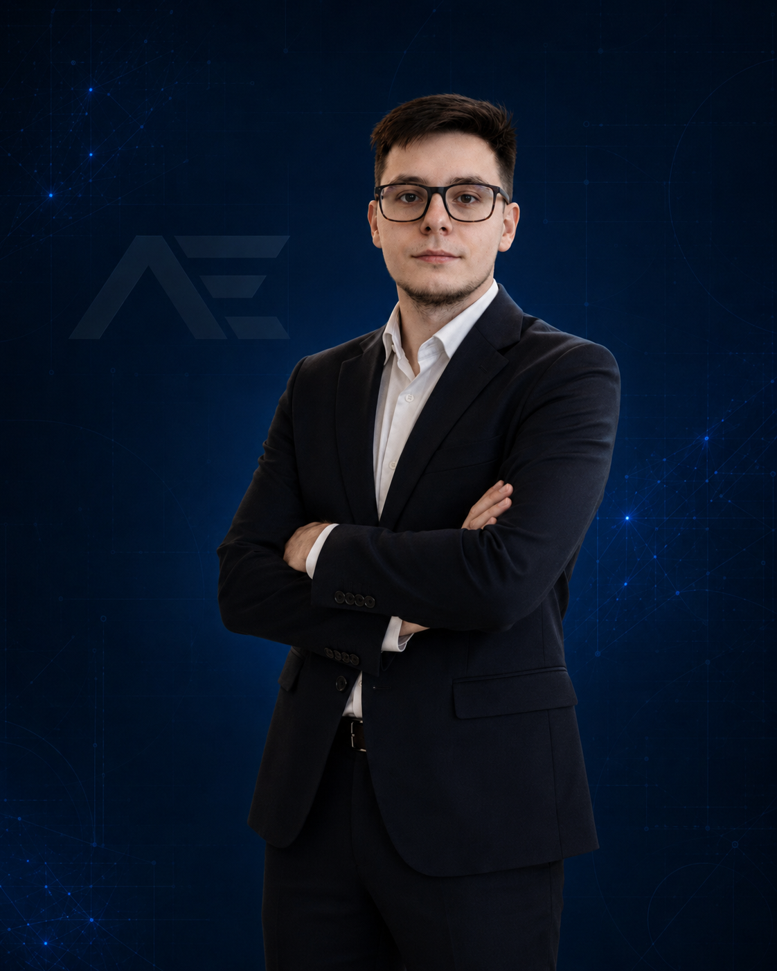 Professional portrait at a desk